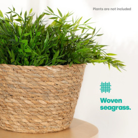 Handwoven Seagrass Flower Plant Pots - Set of 3 - thumbnail 2