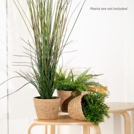 Handwoven Seagrass Flower Plant Pots - Set of 3 - thumbnail 3