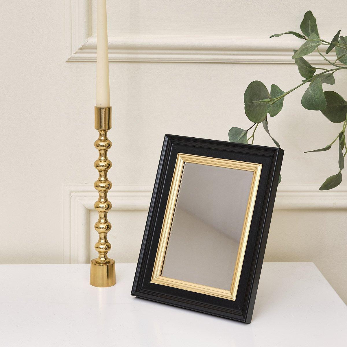 Small Rectangle Black & Gold Framed Wall / Freestanding Mirror - image 1