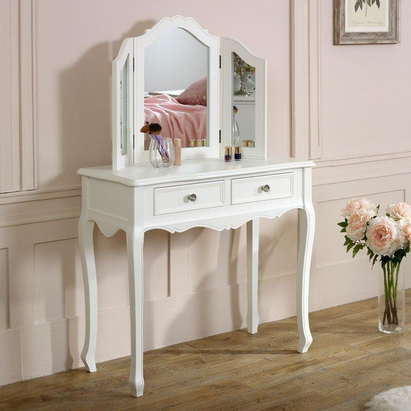 White Dressing Table & Mirror Set - Victoria Range - image 1
