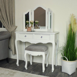 White Dressing Table, Mirror, Stool & Pair Bedside Tables - Victoria Range - thumbnail 3