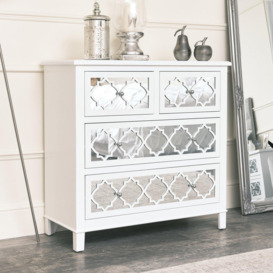 Large White Mirrored Chest Of Drawers, Console / Dressing Table & Pair Of Bedside Tables - Sabrina White Range - thumbnail 3