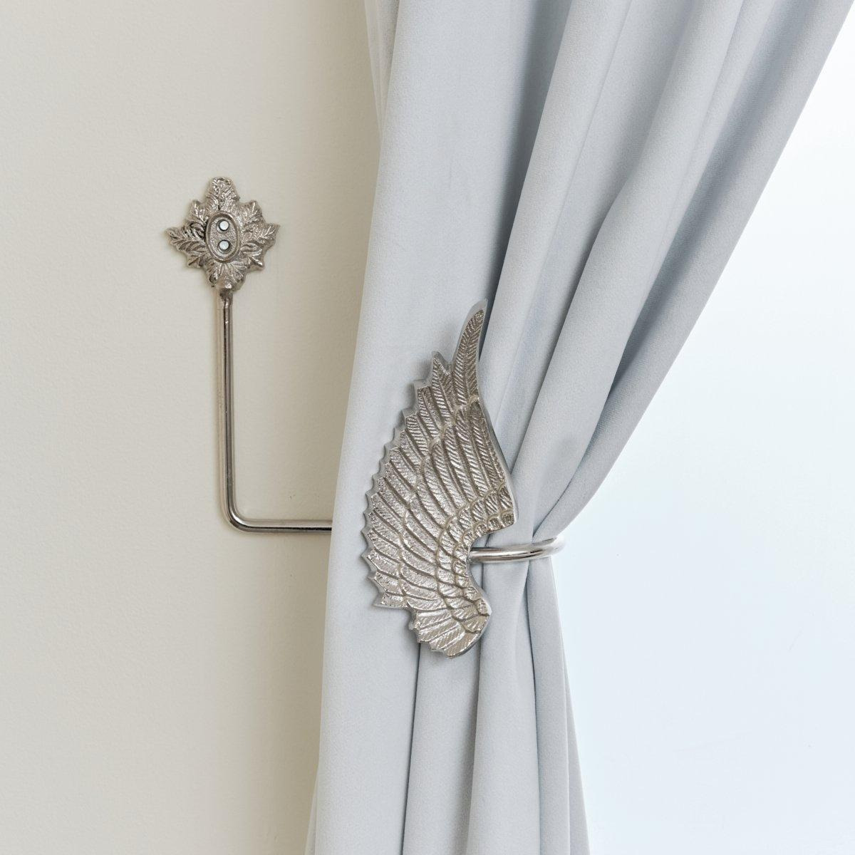 Pair Of Silver Angel Wing Curtain Tie Backs - image 1