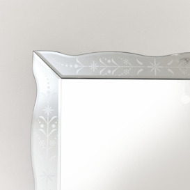 Etched Silver Art Deco Wall Mirror 80cm X 60cm - thumbnail 3