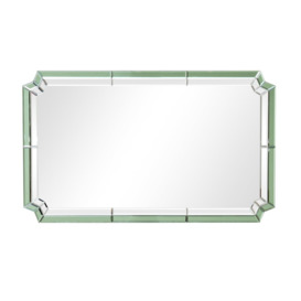 Rectangle Green Glass Art Deco Wall Mirror 60cm X 100cm