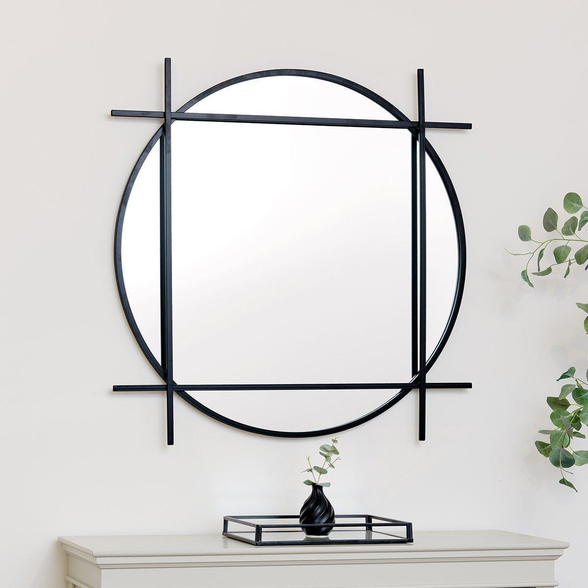 Large Round Black Wall Mirror 97cm X 97cm - image 1