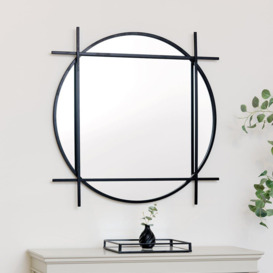 Large Round Black Wall Mirror 97cm X 97cm - thumbnail 1