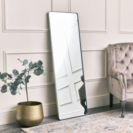 Tall Silver Thin Framed Wall / Floor / Leaner Mirror 47cm X 142cm - thumbnail 2