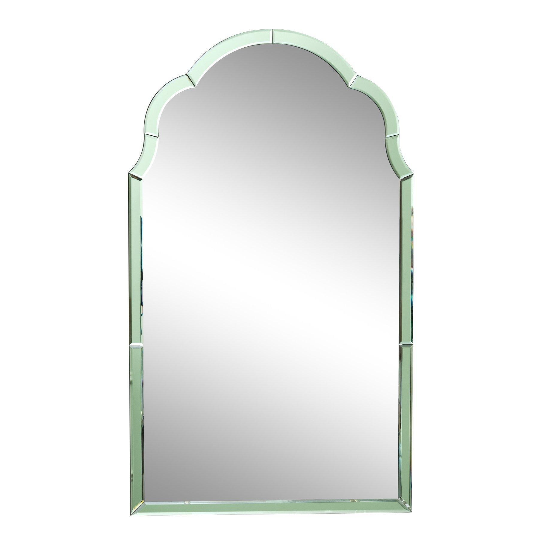 Arched Green Glass Art Deco Wall Mirror 60cm X 101cm - image 1