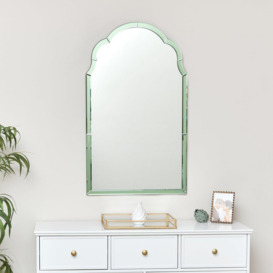 Arched Green Glass Art Deco Wall Mirror 60cm X 101cm - thumbnail 2