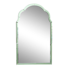 Arched Green Glass Art Deco Wall Mirror 60cm X 101cm - thumbnail 1