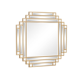 Square Gold Art Deco Fan Wall Mirror 55cm X 55cm - thumbnail 1