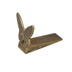 Antique Brass Gold Metal Butterfly Doorstop