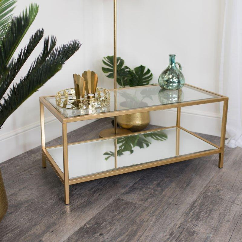Gold Glass/Mirrored Coffee Table - image 1