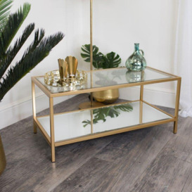 Gold Glass/Mirrored Coffee Table - thumbnail 2