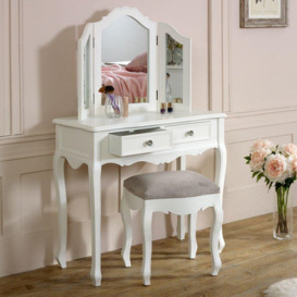 White Dressing Table, Mirror, Stool Set - Victoria Range - thumbnail 3
