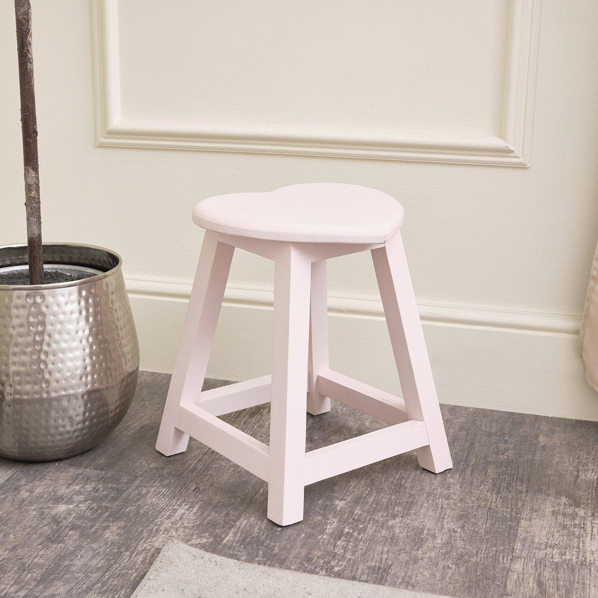 Pink Wooden Heart Stool - image 1