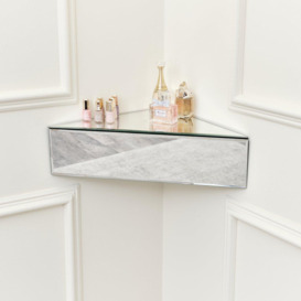 Mirrored Floating One Drawer Corner Shelf / Dressing Table - thumbnail 3