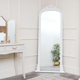 Tall White Ornate Vintage Wall / Leaner Mirror 80cm X 180cm - thumbnail 3