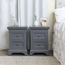 Pair Of Midnight Grey Two Drawer Bedside Tables - Daventry Midnight Grey Range - thumbnail 1