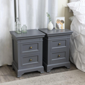 Pair Of Midnight Grey Two Drawer Bedside Tables - Daventry Midnight Grey Range - thumbnail 3