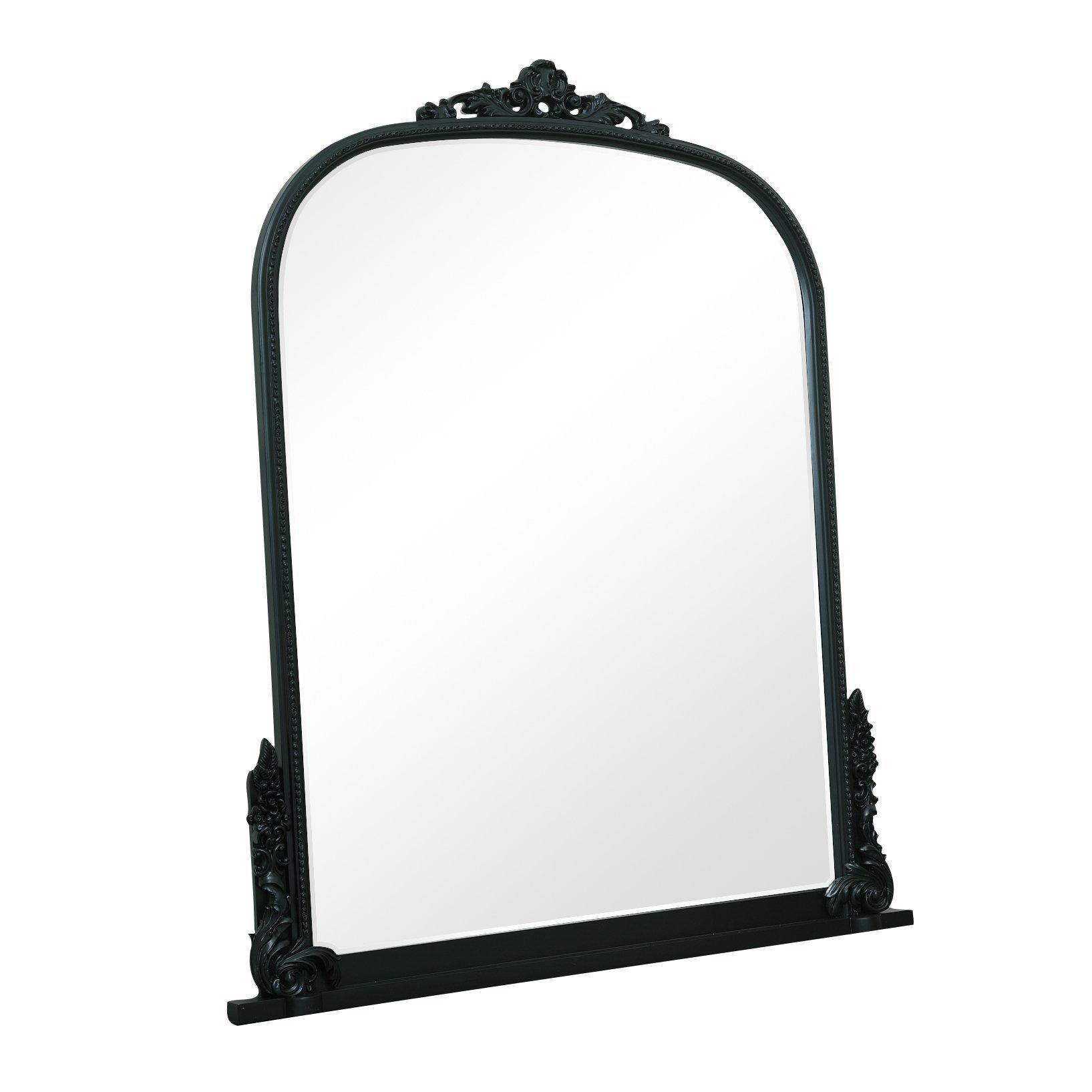 Large Arch Black Ornate Overmantle Mirror - 152cm X 128cm - image 1