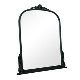 Large Arch Black Ornate Overmantle Mirror - 152cm X 128cm - thumbnail 1