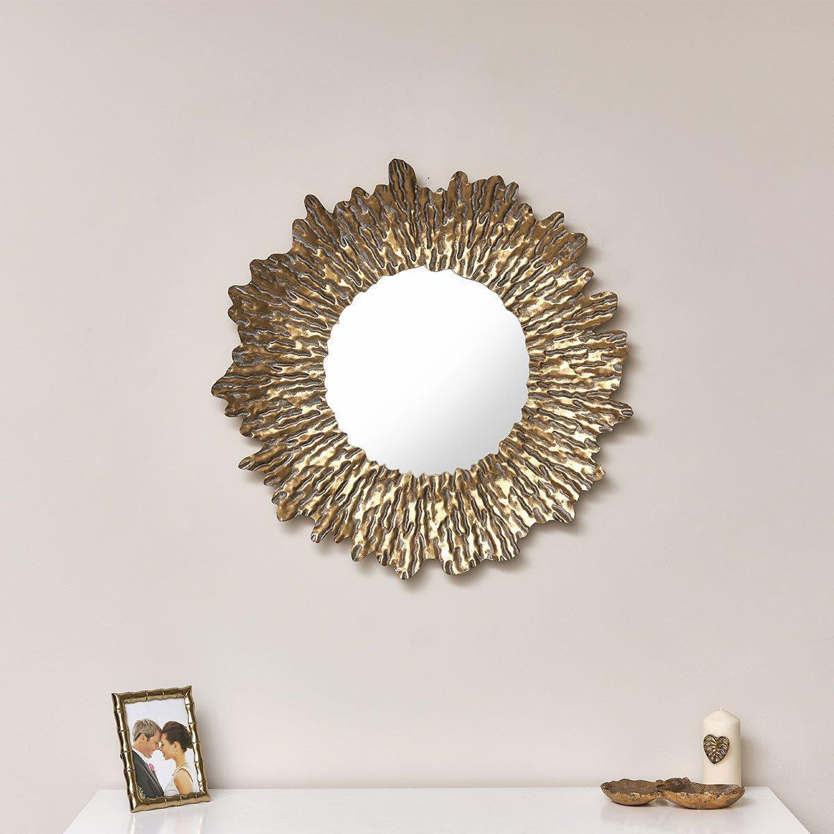 Large Antique Gold Round Sunburst Mirror - 74cm X 74cm - image 1