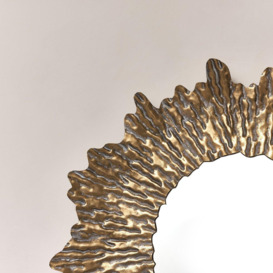 Large Antique Gold Round Sunburst Mirror - 74cm X 74cm - thumbnail 3