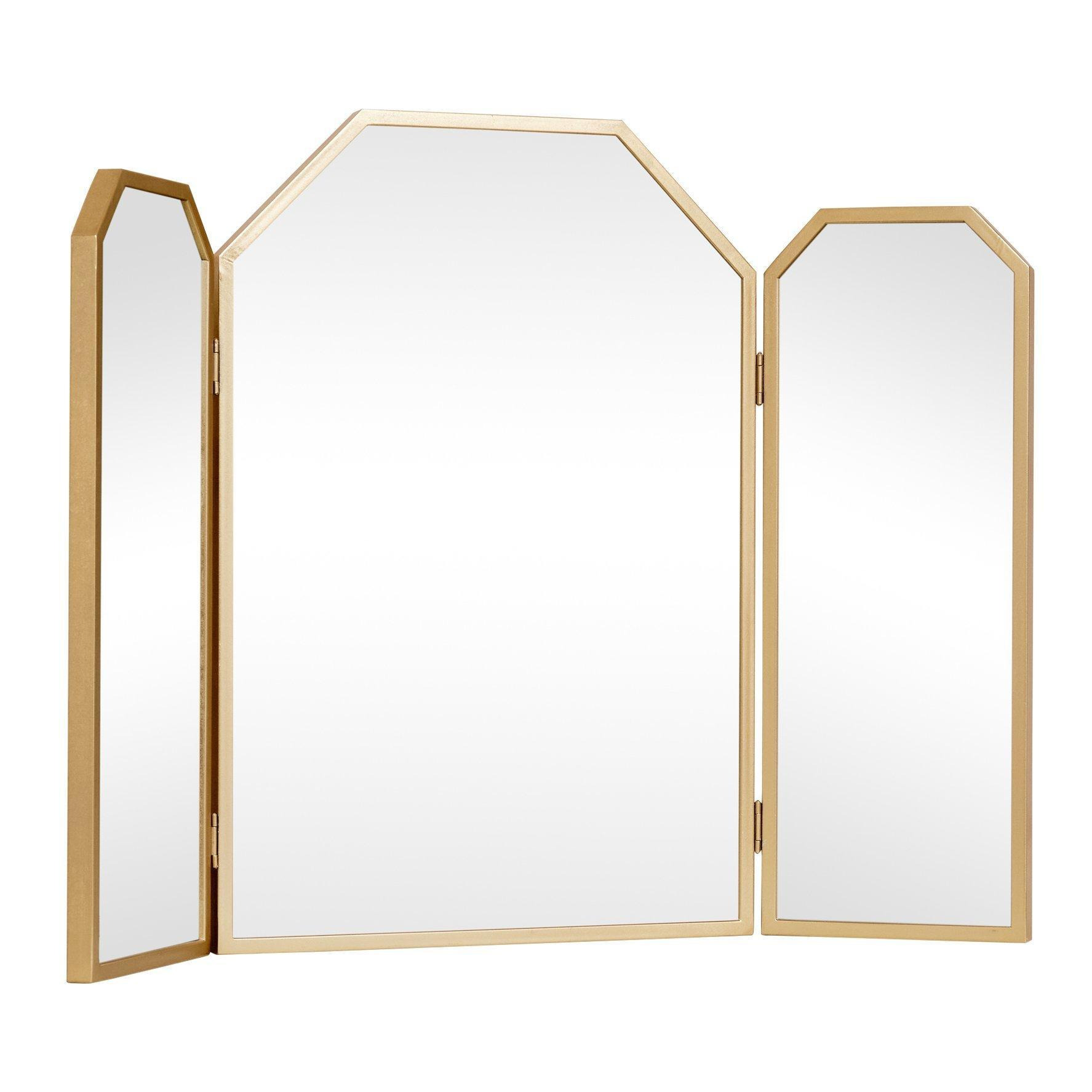 Gold Hexagon Triple Dressing Table Mirror 82cm X 59cm - image 1