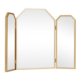 Gold Hexagon Triple Dressing Table Mirror 82cm X 59cm - thumbnail 1