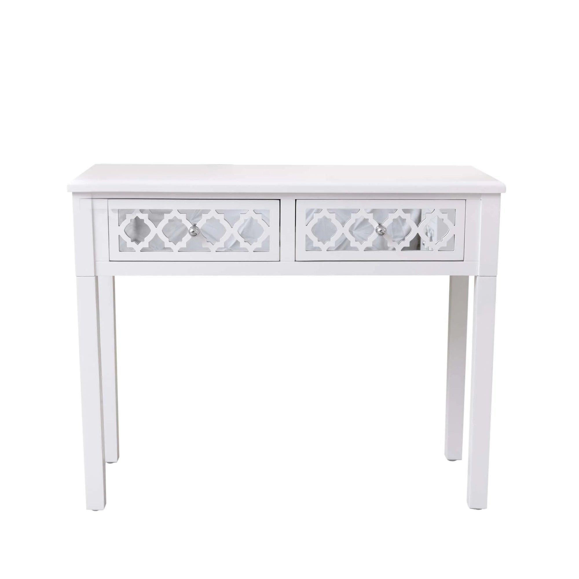 White Mirrored Console Table / Dressing Table - Sabrina White Range - image 1