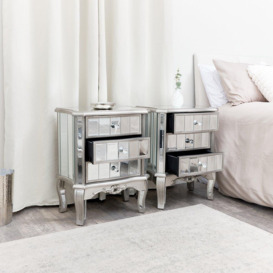 Pair Of Mirrored Bedside Tables - Tiffany Range - thumbnail 3