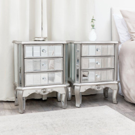 Pair Of Mirrored Bedside Tables - Tiffany Range - thumbnail 2