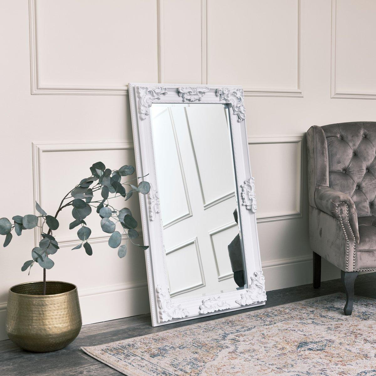 Large Ornate White Wall / Leaner Mirror 70cm X 120cm - image 1