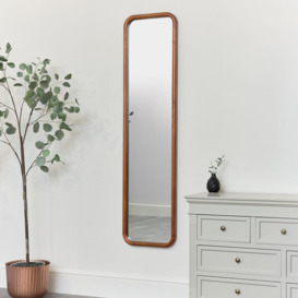 Tall Wooden Curved Framed Wall Mirror - 160cm X 40cm - thumbnail 3