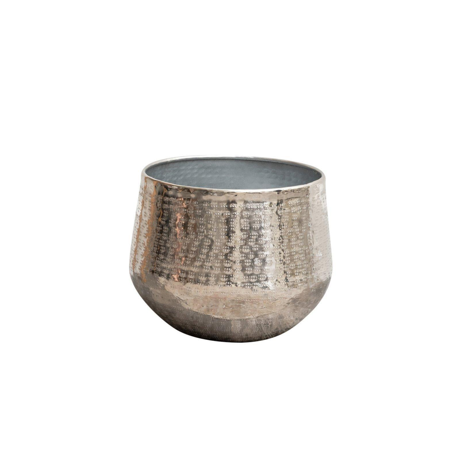 Large Round Silver Patterned Planter - image 1