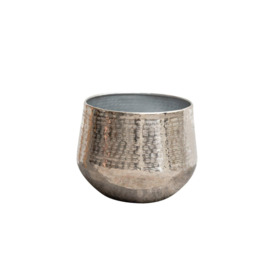 Large Round Silver Patterned Planter - thumbnail 1