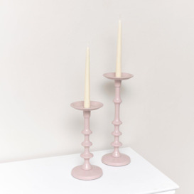 Set Of 2 Pink Candle Holders - thumbnail 1