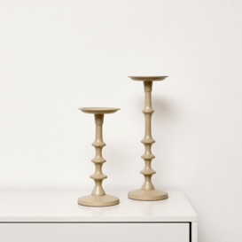 Set Of 2 Taupe Candle Holders - thumbnail 3