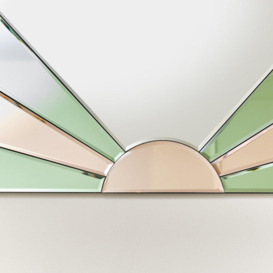 Pink & Green Arched Art Deco Wall Mirror 96xcm X 48cm - thumbnail 3