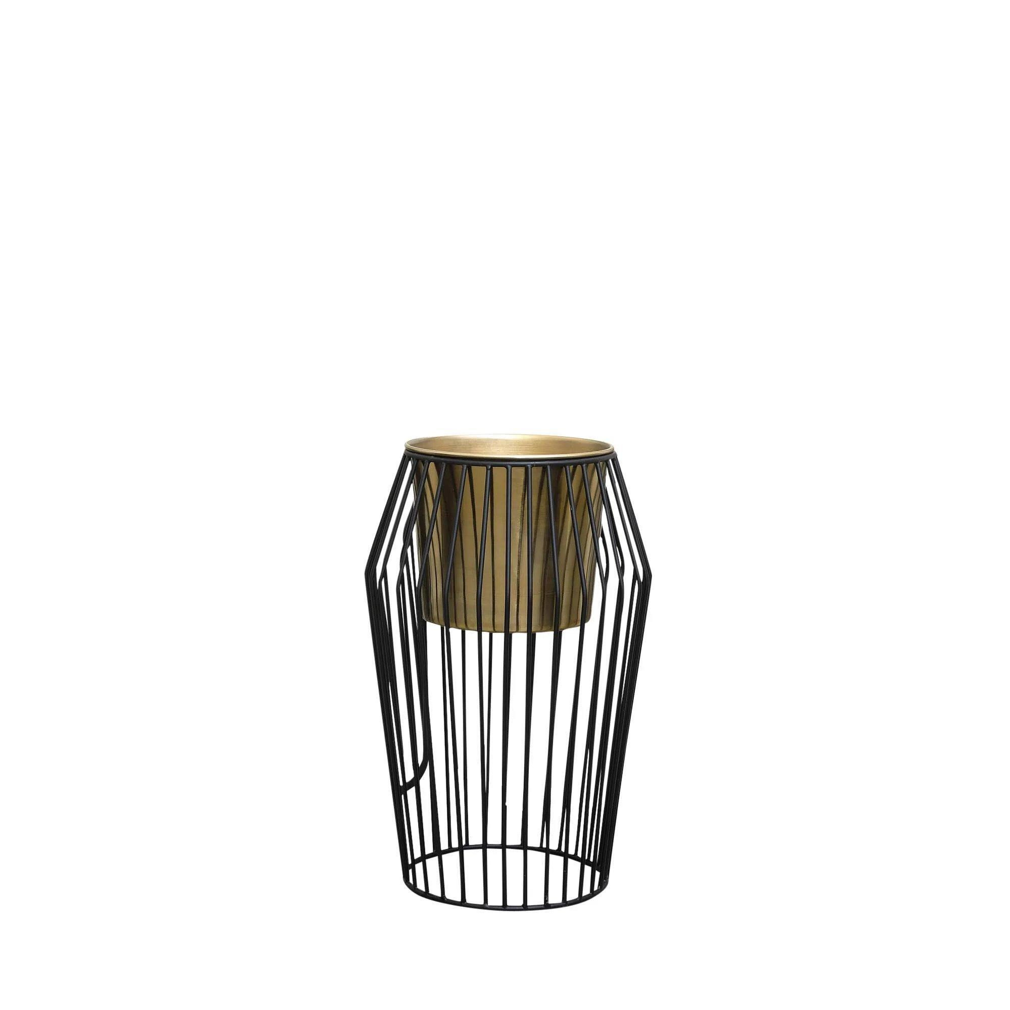 Tall Black & Gold Wire Planter Pot Stand - 45cm - image 1