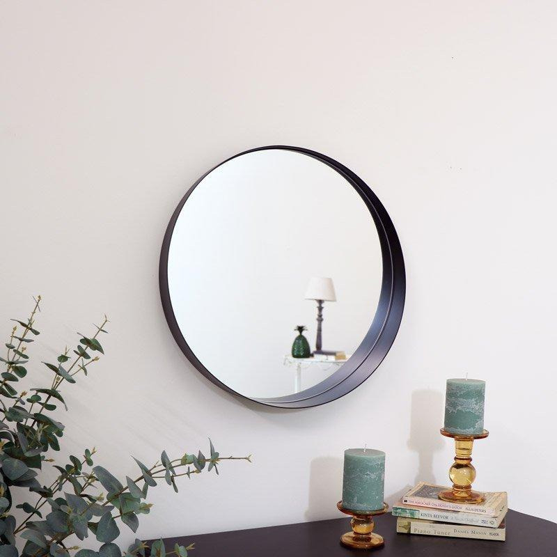 Round Black Framed Mirror 50cm X 50cm - image 1