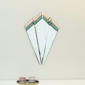 Green & Pink Glass Art Deco Fan Wall Mirror 60cm X 40cm - thumbnail 2