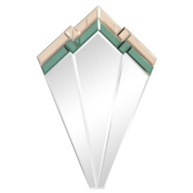 Green & Pink Glass Art Deco Fan Wall Mirror 60cm X 40cm - thumbnail 1