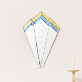 Blue & Yellow Glass Art Deco Fan Wall Mirror 60cm X 40cm - thumbnail 1