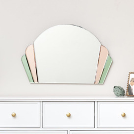 Pink & Green Glass Art Deco Arch Fan Wall Mirror 71cm X 46cm - thumbnail 3