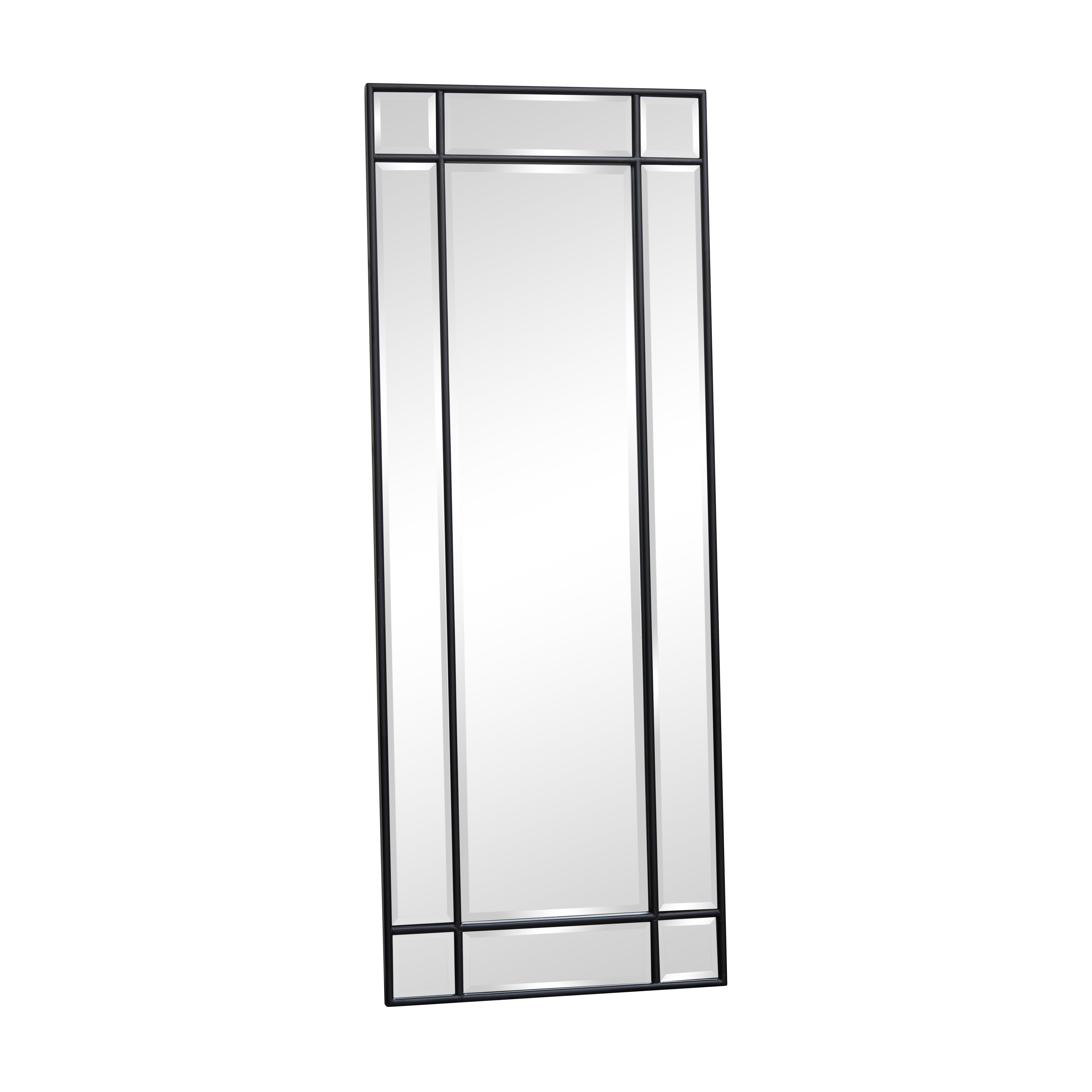 Black Framed Art Deco Wall / Leaner Mirror 142 Cm X 54 Cm - image 1