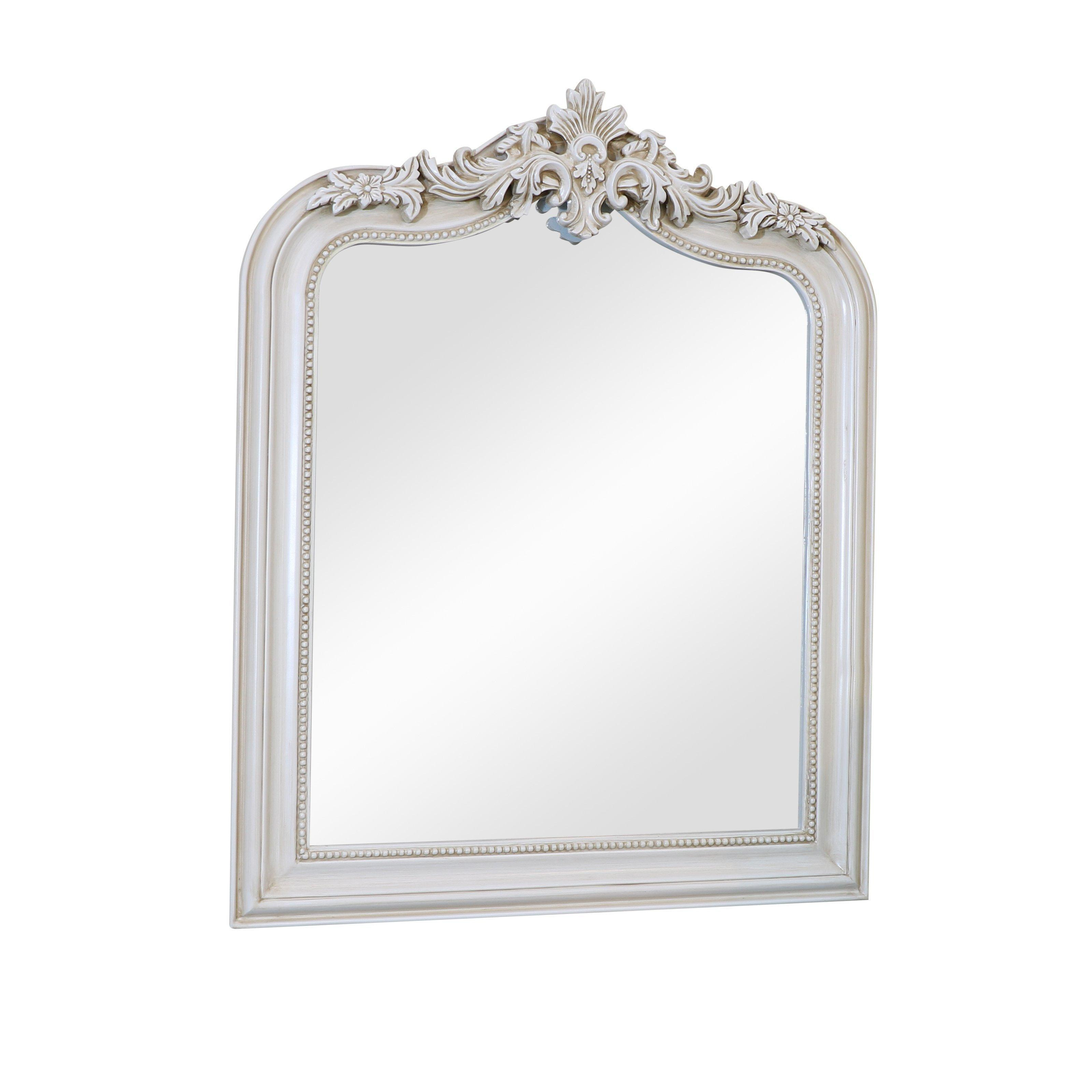 Ornate Arched Antiqued Ivory Wall Mirror 100 Cm X 80cm - image 1