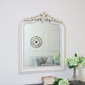 Ornate Arched Antiqued Ivory Wall Mirror 100 Cm X 80cm - thumbnail 2